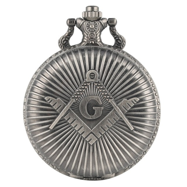Bronze Masonic Freemasonry Chrome Square and Compass Mason Retro Necklace Pendant Quartz Pocket Watch Best Gifts for Freemason