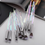 FLD 10Pcs Eye Brush Mini Diamond Makeup Brush Set Eye Shadow Lip Eyebrow Brushes High Quality Professional Lip Eyeliner Tools