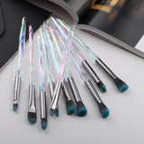 FLD 10Pcs Eye Brush Mini Diamond Makeup Brush Set Eye Shadow Lip Eyebrow Brushes High Quality Professional Lip Eyeliner Tools