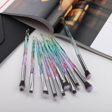 FLD 10Pcs Eye Brush Mini Diamond Makeup Brush Set Eye Shadow Lip Eyebrow Brushes High Quality Professional Lip Eyeliner Tools