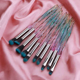 FLD 10Pcs Eye Brush Mini Diamond Makeup Brush Set Eye Shadow Lip Eyebrow Brushes High Quality Professional Lip Eyeliner Tools
