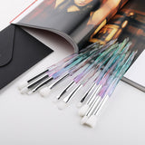 FLD 10Pcs Eye Brush Mini Diamond Makeup Brush Set Eye Shadow Lip Eyebrow Brushes High Quality Professional Lip Eyeliner Tools