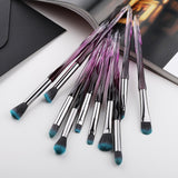 FLD 10Pcs Eye Brush Mini Diamond Makeup Brush Set Eye Shadow Lip Eyebrow Brushes High Quality Professional Lip Eyeliner Tools