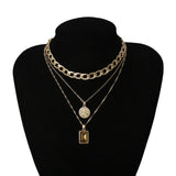 IngeSight.Z Punk Multi Layered Pearl Choker Necklace Collar Statement Virgin Mary Coin Crystal Pendant Necklace Women Jewelry