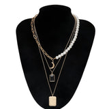 IngeSight.Z Punk Multi Layered Pearl Choker Necklace Collar Statement Virgin Mary Coin Crystal Pendant Necklace Women Jewelry