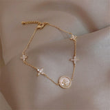 Luxury Fashion Cubic Zirconia Natural Shell Stone Charm Bracelet for Woman Exquisite Gold Chain Cuff Bracelet Girl Jewelry Gift