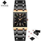 Relogio Masculino WWOOR Gold Watch Men Square Mens Watches Top Brand Luxury Golden Quartz Stainless Steel Waterproof Wrist Watch