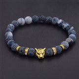 DUOVEI Weathering Stone Leopard Head Beaded Bracelet For Men New Fashion Natural Stone Tiger Eye Onyx Lava Beads Bracelets