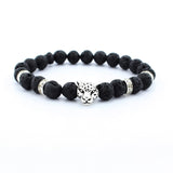 DUOVEI Weathering Stone Leopard Head Beaded Bracelet For Men New Fashion Natural Stone Tiger Eye Onyx Lava Beads Bracelets