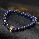 DUOVEI Weathering Stone Leopard Head Beaded Bracelet For Men New Fashion Natural Stone Tiger Eye Onyx Lava Beads Bracelets
