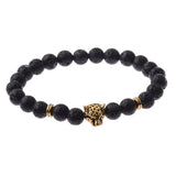 DUOVEI Weathering Stone Leopard Head Beaded Bracelet For Men New Fashion Natural Stone Tiger Eye Onyx Lava Beads Bracelets