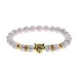 DUOVEI Weathering Stone Leopard Head Beaded Bracelet For Men New Fashion Natural Stone Tiger Eye Onyx Lava Beads Bracelets