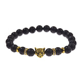 DUOVEI Weathering Stone Leopard Head Beaded Bracelet For Men New Fashion Natural Stone Tiger Eye Onyx Lava Beads Bracelets