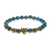 DUOVEI Weathering Stone Leopard Head Beaded Bracelet For Men New Fashion Natural Stone Tiger Eye Onyx Lava Beads Bracelets