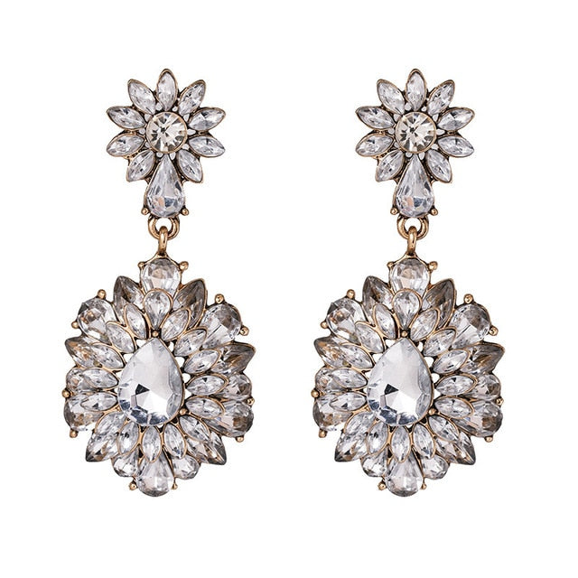 JUJIA za Fashion Boho Crystal Earrings For Women New Rhinestone Statement Pearl Drop Earrings Bijoux Wholesale