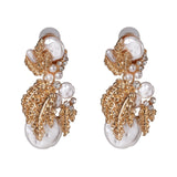 JUJIA za Fashion Boho Crystal Earrings For Women New Rhinestone Statement Pearl Drop Earrings Bijoux Wholesale