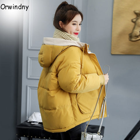 Orwindny Winter Coat Women 2020 Fashion Winter Jacket Women Cotton padded Parka Outwear Hooded 7 Colors Solid Female Jacket Coat
