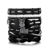 IFMIA Vintage Leather Bracelet Fashion Hand-knitted Multi-layer Leather Feather Leaf Bracelet and Fashion Men's Bracelet Gift
