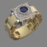 Huitan Party Men Rings Creative Watch Shaped Two Tone Design Rings For Men Wedding Ring With Size 6-14 Male Jewelry Wholesale