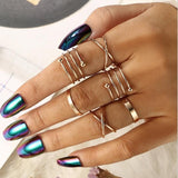 Tocona Bohemian Vintage Gold Crescent Geometric Joint Ring Set for Women Crystal Personality Design Ring Set Party Jewelry 10287