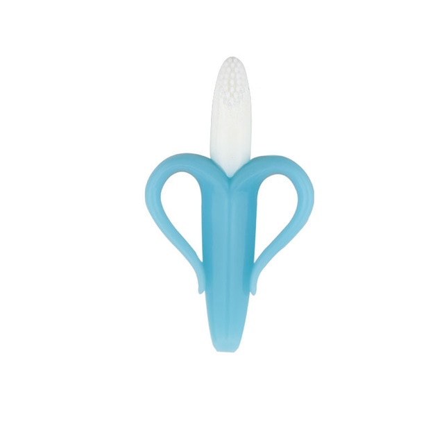 Baby Silicone Training Toothbrush BPA Free Banana Shape Safe Toddle Teether Chew Toys Teething Ring Gift For Infant Baby Chewing