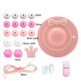 LOFCA Silicone Teether Wood Beads Set BPA Free DIY Baby Teething Necklace Toy Cartoon Koala Raccoon Pacifier chain Clip