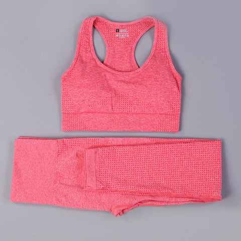 Sexy Sports Suits Seamless Yoga Set Women Fitness Clothing Sportswear Woman Gym Leggings Padded Push-up Strappy Sports Bra