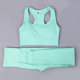 Sexy Sports Suits Seamless Yoga Set Women Fitness Clothing Sportswear Woman Gym Leggings Padded Push-up Strappy Sports Bra