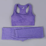 Sexy Sports Suits Seamless Yoga Set Women Fitness Clothing Sportswear Woman Gym Leggings Padded Push-up Strappy Sports Bra
