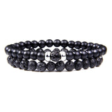 2Pcs/Set Couples Distance Bracelets male Black Lava Stone Beads bracelet female wood beads Charm Bracelets Women Men bracelet
