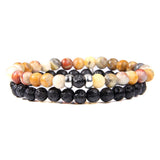 2Pcs/Set Couples Distance Bracelets male Black Lava Stone Beads bracelet female wood beads Charm Bracelets Women Men bracelet