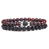 2Pcs/Set Couples Distance Bracelets male Black Lava Stone Beads bracelet female wood beads Charm Bracelets Women Men bracelet
