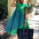 Casual Loose Plus Size Women Dress Retro Petal Short Sleeve A-Line Dress Summer Elegant O-Neck Daisy Print Party Dress Vestidos