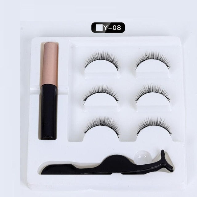 Magnetic faux cils Eyelash liquid eyeliner maquillaje False Eyelashes & Tweezer Set magnetic makeup extension