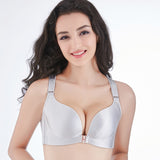 Weseelove Plus Size Sexy Push Up Bra Front Closure Butterfly Brassiere Backless Bralette Breast Seamless Bras for Women D E 120