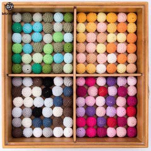 Let's Make 20pc Wooden Teether 16mm Crochet Beads Wooden Crafts DIY Beads For Pacifier Chain Baby Rattle Bead Kids Baby Teether