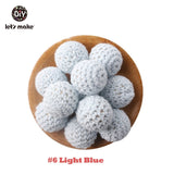 Let's Make 20pc Wooden Teether 16mm Crochet Beads Wooden Crafts DIY Beads For Pacifier Chain Baby Rattle Bead Kids Baby Teether