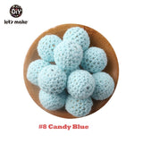 Let's Make 20pc Wooden Teether 16mm Crochet Beads Wooden Crafts DIY Beads For Pacifier Chain Baby Rattle Bead Kids Baby Teether