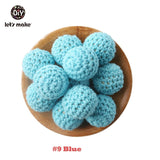 Let's Make 20pc Wooden Teether 16mm Crochet Beads Wooden Crafts DIY Beads For Pacifier Chain Baby Rattle Bead Kids Baby Teether