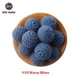 Let's Make 20pc Wooden Teether 16mm Crochet Beads Wooden Crafts DIY Beads For Pacifier Chain Baby Rattle Bead Kids Baby Teether