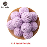 Let's Make 20pc Wooden Teether 16mm Crochet Beads Wooden Crafts DIY Beads For Pacifier Chain Baby Rattle Bead Kids Baby Teether