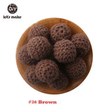 Let's Make 20pc Wooden Teether 16mm Crochet Beads Wooden Crafts DIY Beads For Pacifier Chain Baby Rattle Bead Kids Baby Teether