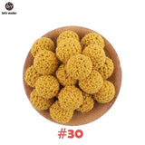 Let's Make 20pc Wooden Teether 16mm Crochet Beads Wooden Crafts DIY Beads For Pacifier Chain Baby Rattle Bead Kids Baby Teether