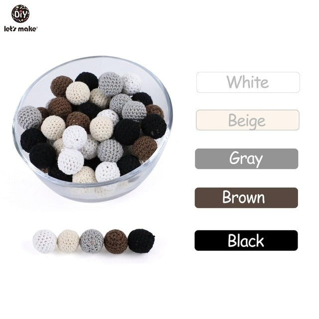 Let's Make 20pc Wooden Teether 16mm Crochet Beads Wooden Crafts DIY Beads For Pacifier Chain Baby Rattle Bead Kids Baby Teether