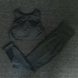 2PCS Mesh Seamless yoga set Sports Suits Women's Yoga Set High Waist GYM Fitness running Pants Top Sportswear Women Leggings+Bra