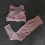 2PCS Mesh Seamless yoga set Sports Suits Women's Yoga Set High Waist GYM Fitness running Pants Top Sportswear Women Leggings+Bra