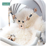 Baby Toy Wooden Pram Clip Baby Mobile Pram Personalize Silicone Bead Pacifier Chain Chewable Silicone Rattle Baby Wooden Teether