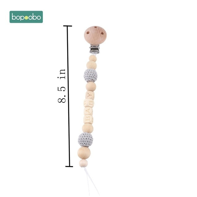 Baby Toy Wooden Pram Clip Baby Mobile Pram Personalize Silicone Bead Pacifier Chain Chewable Silicone Rattle Baby Wooden Teether