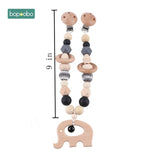 Baby Toy Wooden Pram Clip Baby Mobile Pram Personalize Silicone Bead Pacifier Chain Chewable Silicone Rattle Baby Wooden Teether