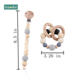 Baby Toy Wooden Pram Clip Baby Mobile Pram Personalize Silicone Bead Pacifier Chain Chewable Silicone Rattle Baby Wooden Teether
